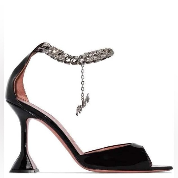 Amina Muaddi Patent Leather Flacko Sandals 95 - Picture 4 of 9